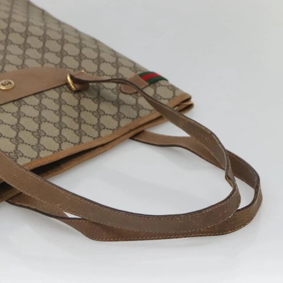 GUCCI GG Supreme Web Sherry Line Tote Bag PVC Beige Gold 39 02 091 Auth 135062 - Picture 8 of 15